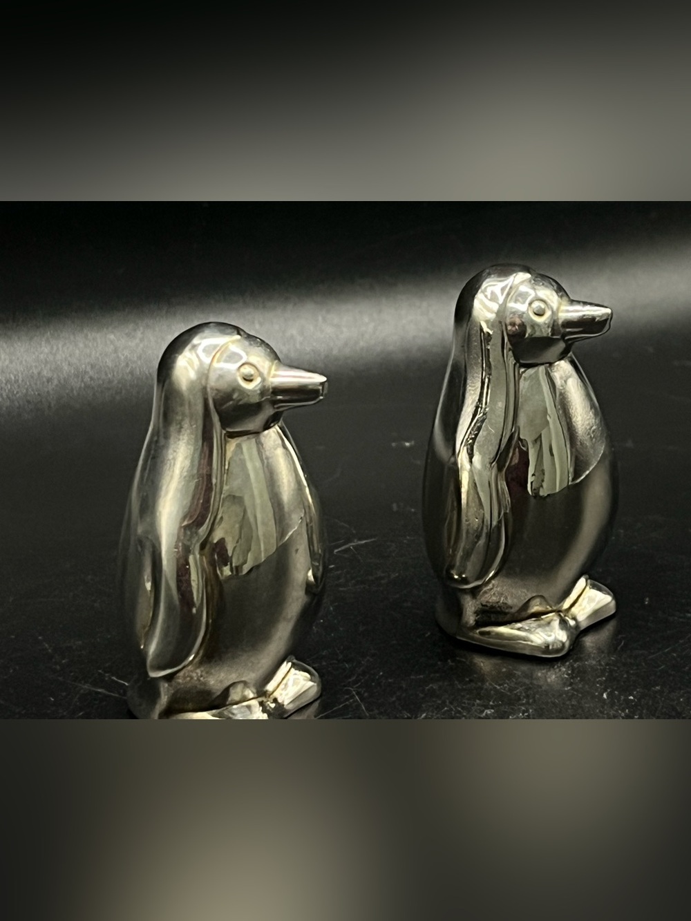 Vintage Silver Plated Penguin Figurine Set - Home Accents